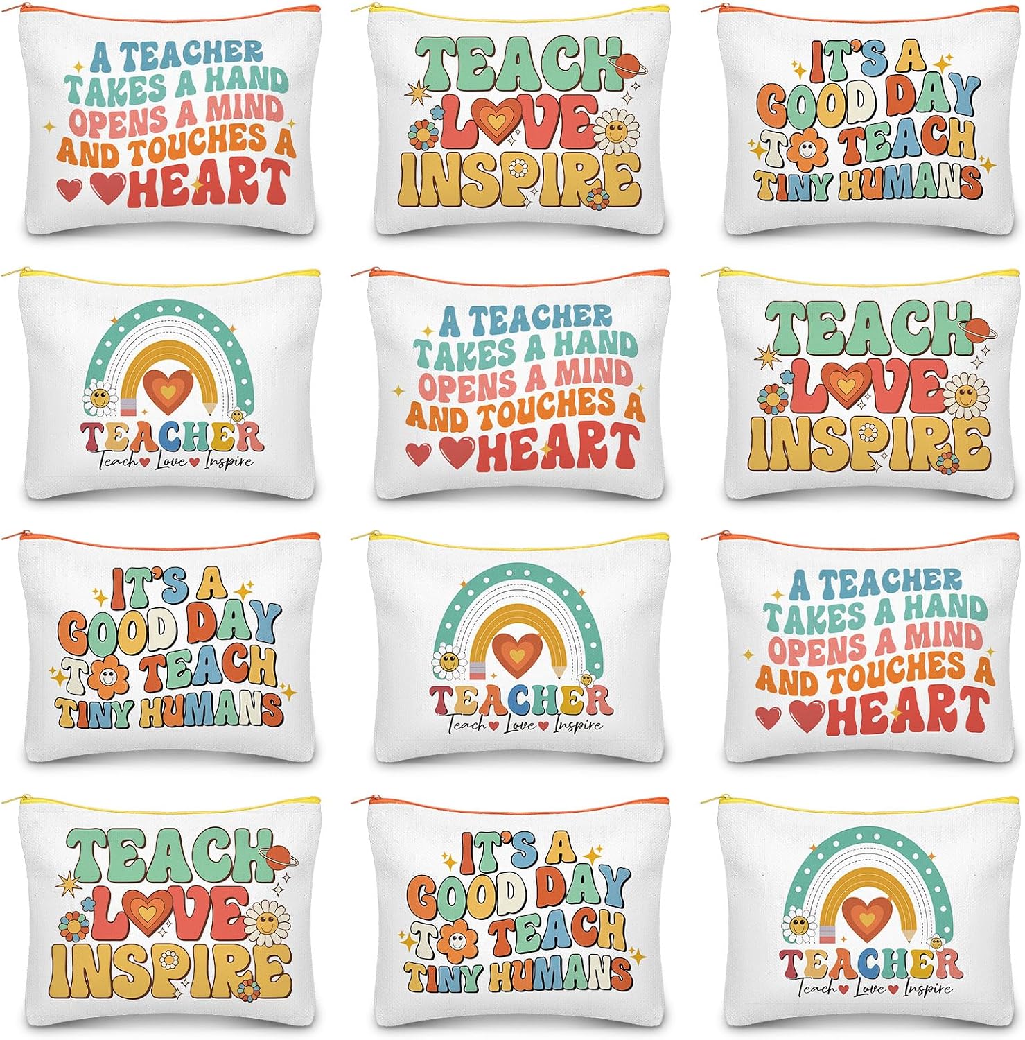 Amazon.com: Kacctyen 12 Pcs Teacher Appreciation Gifts Makeup Bag Women ...