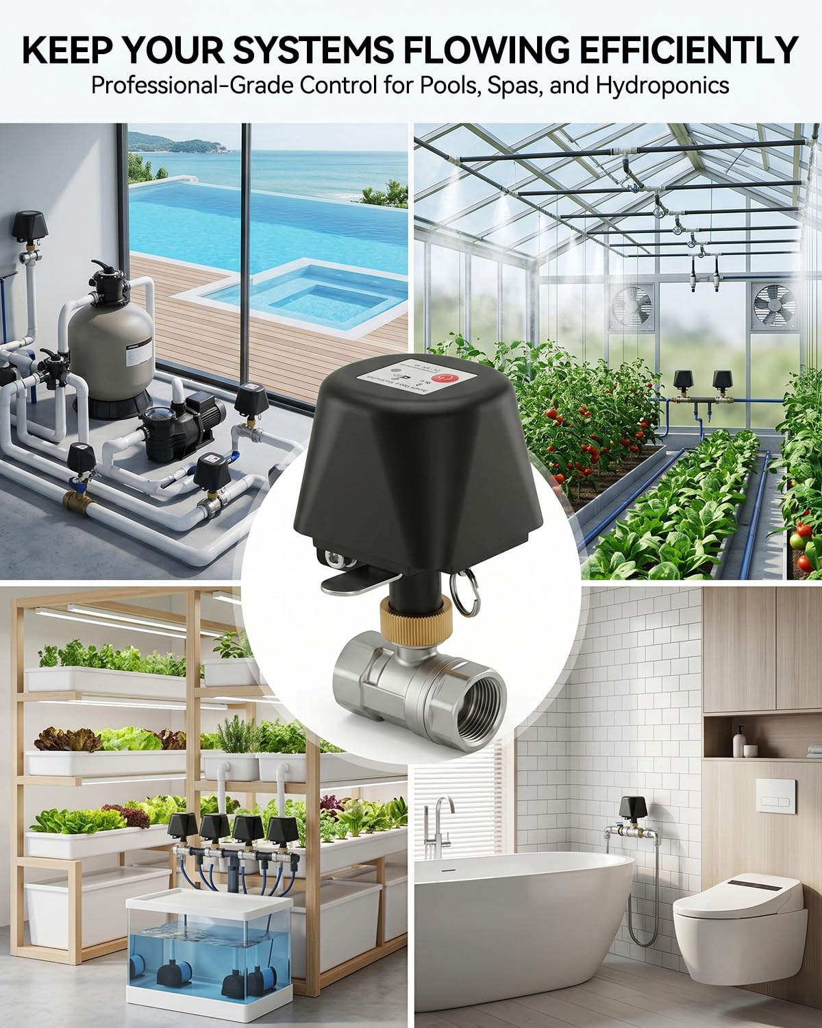 Smart Ball-Wasserventil, App-Steuerung, 4 Timer-Modi für automatische Steuerung, unterstützt 2,4-GHz-WLAN, verschiedene Größen wählbar, Edelstahl, Upgrade-Version, Smart Valve for 1" Pipe