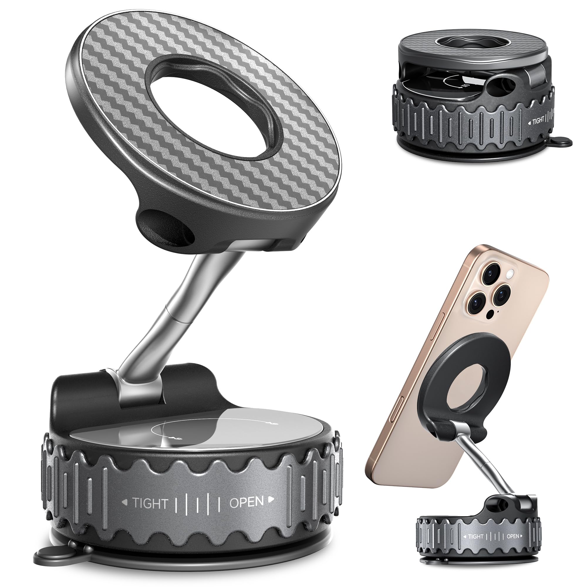 BEBEAR Car Phone Holder for Magsafe [78+LBS Hyper Suction & 4400gf Strongest Magnetic] 360°Adjustable Car Phone Mount Car Accessories Phone Holders for Your Car for iPhone 17/16 /15 Pro Max & Android