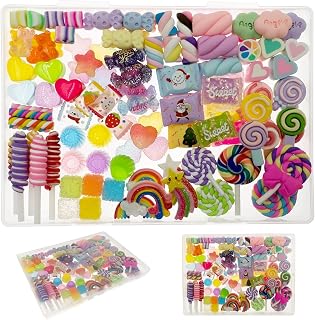 110pcs/Box Slime Charm, 22styles Nail Charms, Fake Candy, Slime Charms, Candy Nail Charms, Charms for Nails Jewelry Making Hair Clips Phone Case Shoes Decoration DIY Craft Ornament Scrapbooking