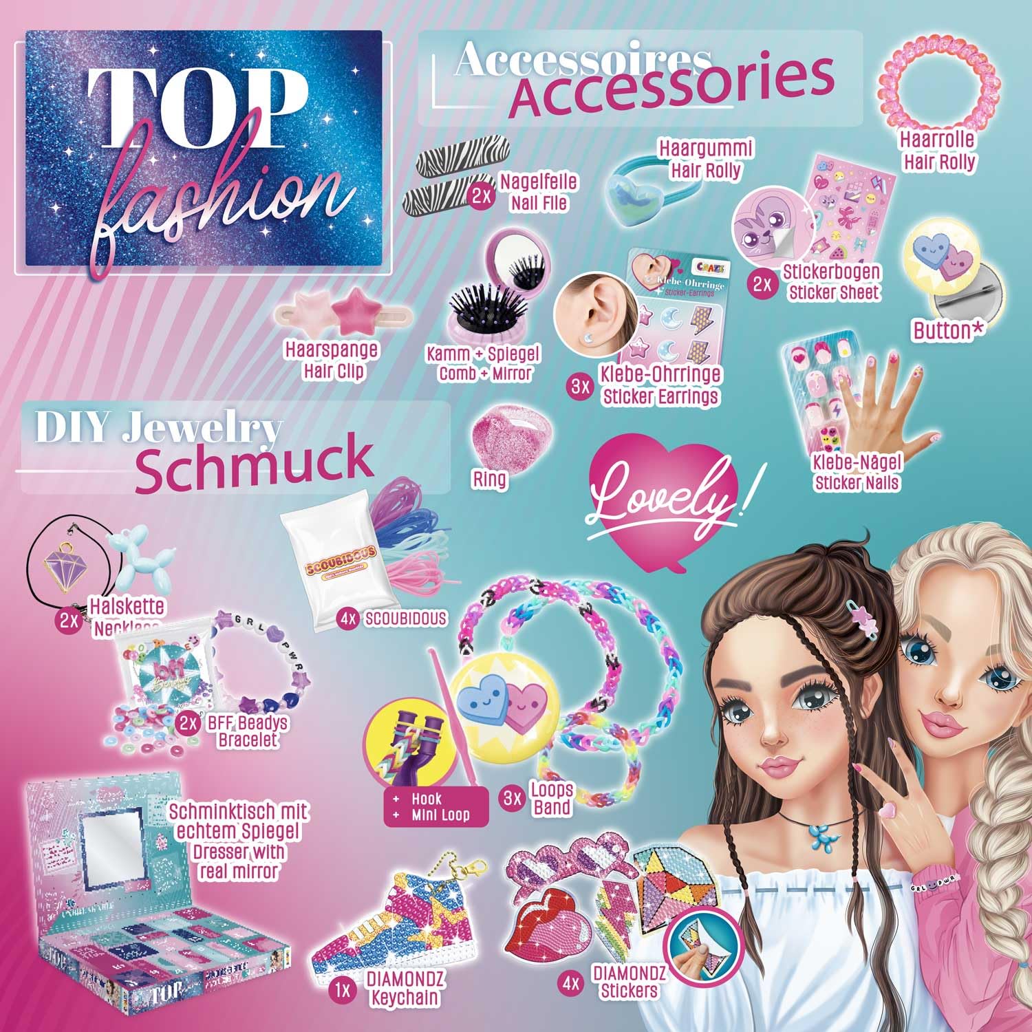 CRAZE Advent Calendar 2025 for Girls, Fashion DIY Set including Diamond Painting, Loom Bands, BFF Beads - Image 3