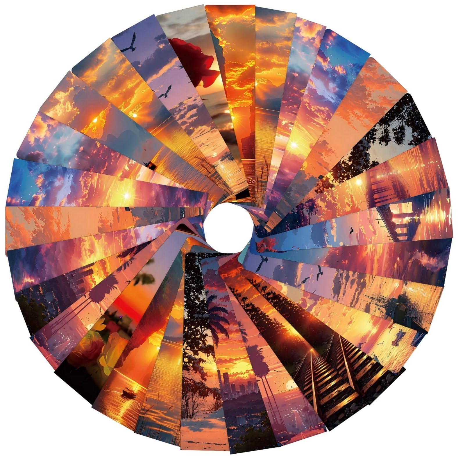 24Pcs Sunset Dusk Style Bookmarks, Premium Thickened Paper/Cardboard with Vibrant Sunset & Dusk Scene Prints, Artistic Design for Book Lovers, Nature Art Enthusiasts & Gift Recipients — image 1