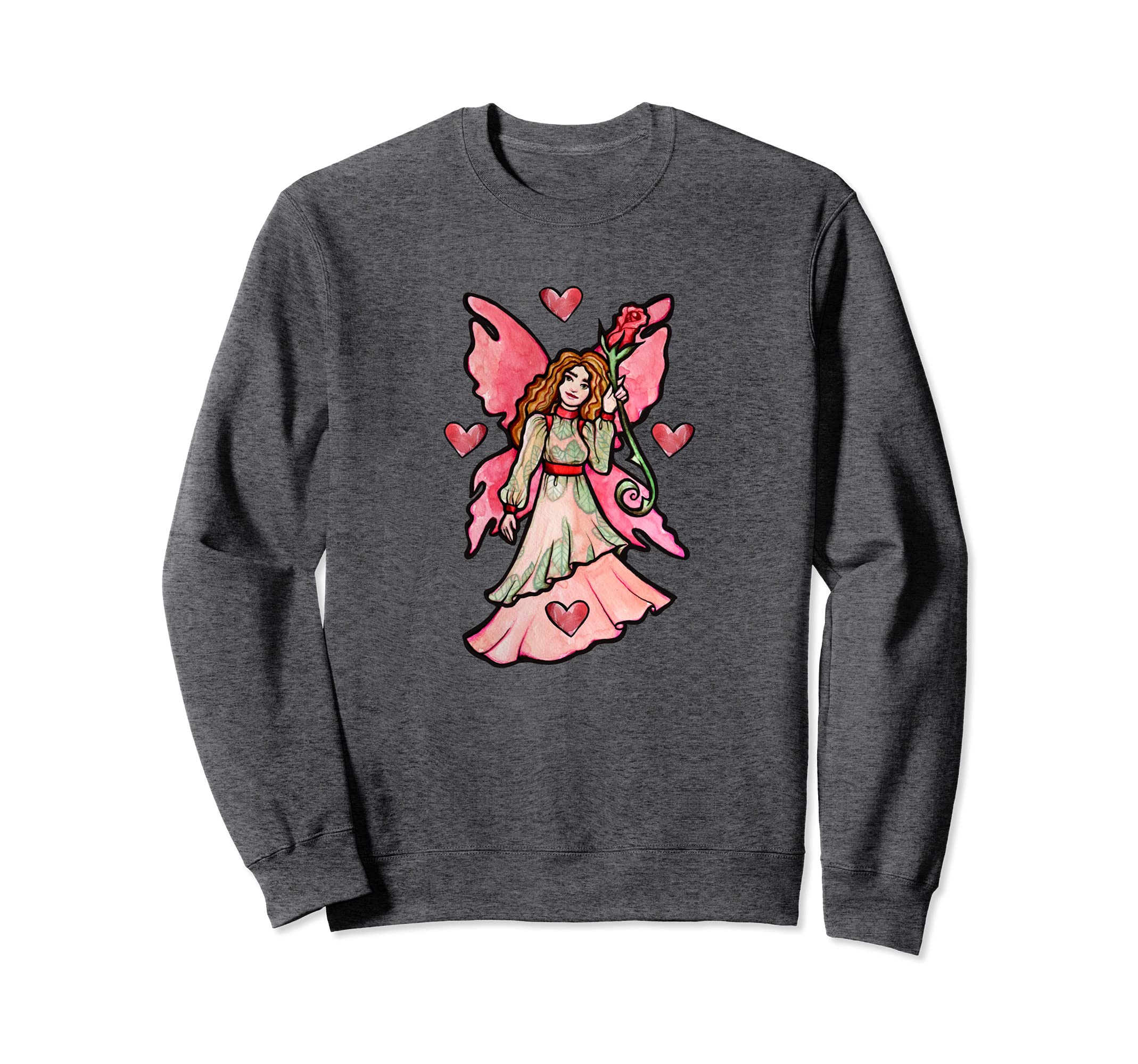 Valentine Fairy Garden Art Faerie Gardeners Sweatshirt, Grey
