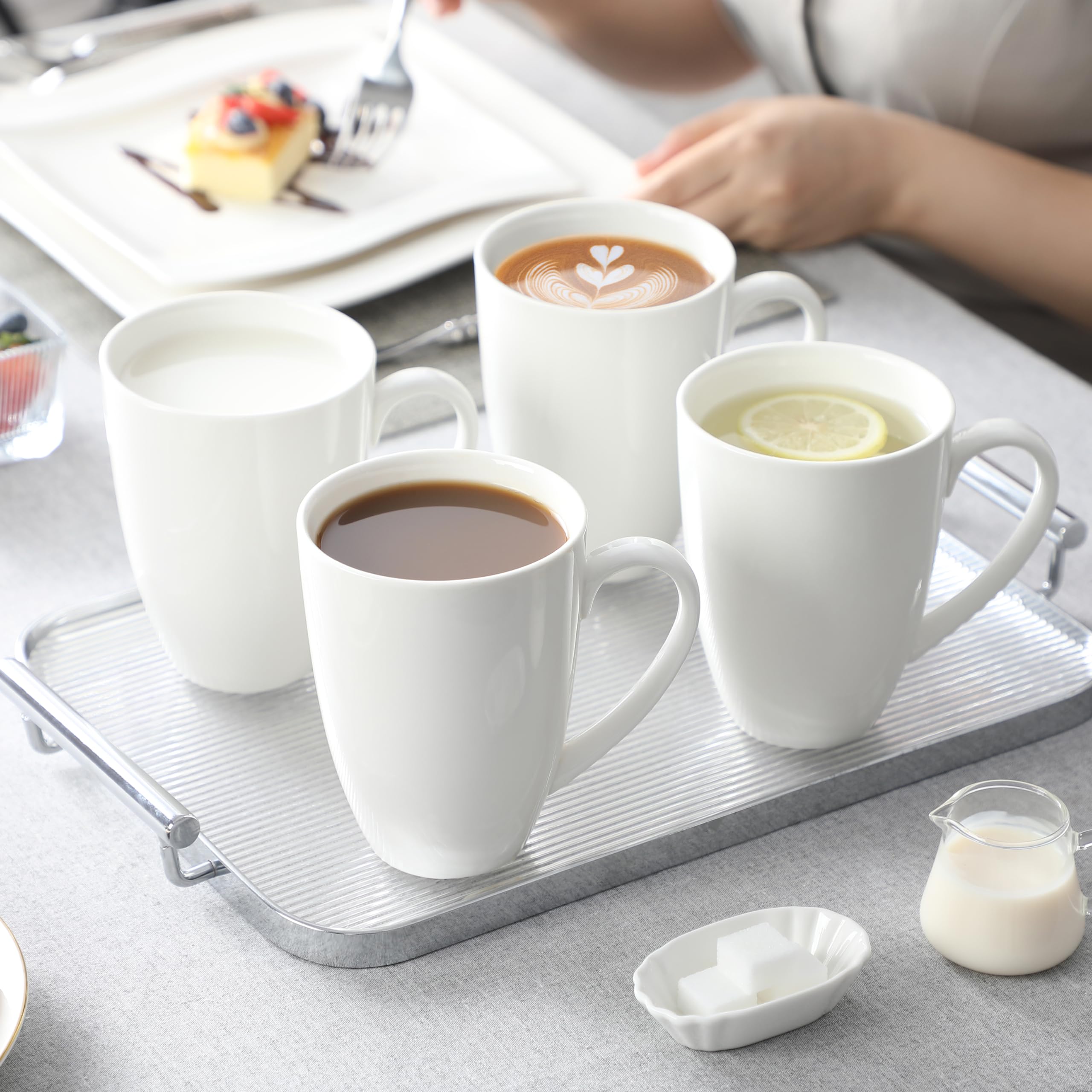 Tazze Colazione Set 4 Tazze Espresso MALACASA - Con Piattini E Supporto  Metallico Bianco Latte, image size:2560x2560