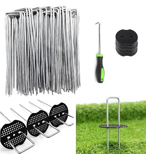 10 Inch 50 PCS Galvanized Landscape Staples with 50 PCS