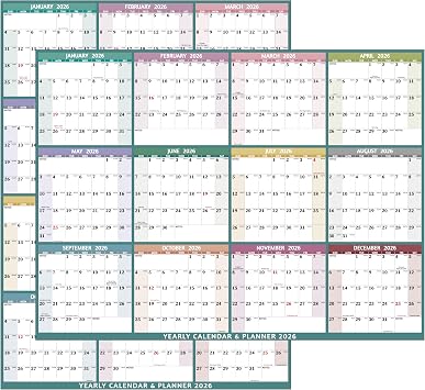 2026 Dry Erase Calendar Large Yearly Wall calendar 2026, 38.19 x 25.2, 2-Side Reversible Calendar 2026, Vertical/Horizontal, Jan 2026 Dec 2026, 2026 Wall Calendar with Notes, Stickers - Multi