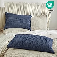 Vista 199 de PHF Fundas de almohada 100% algodón con tejido de gofre de 24 x 24 pulgadas, paquete de 2 fundas cuadradas para decoración elegante del hogar, sin