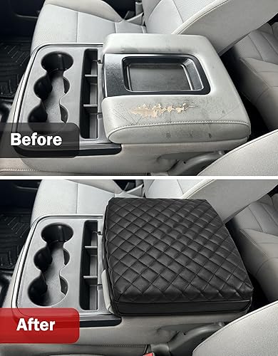 Miniatura 7 de Funda para reposabrazos de consola central para Chevy Silverado y GMC Sierra 1500 2500 3500 2014-2018, piel de vinilo, accesorios personalizados,