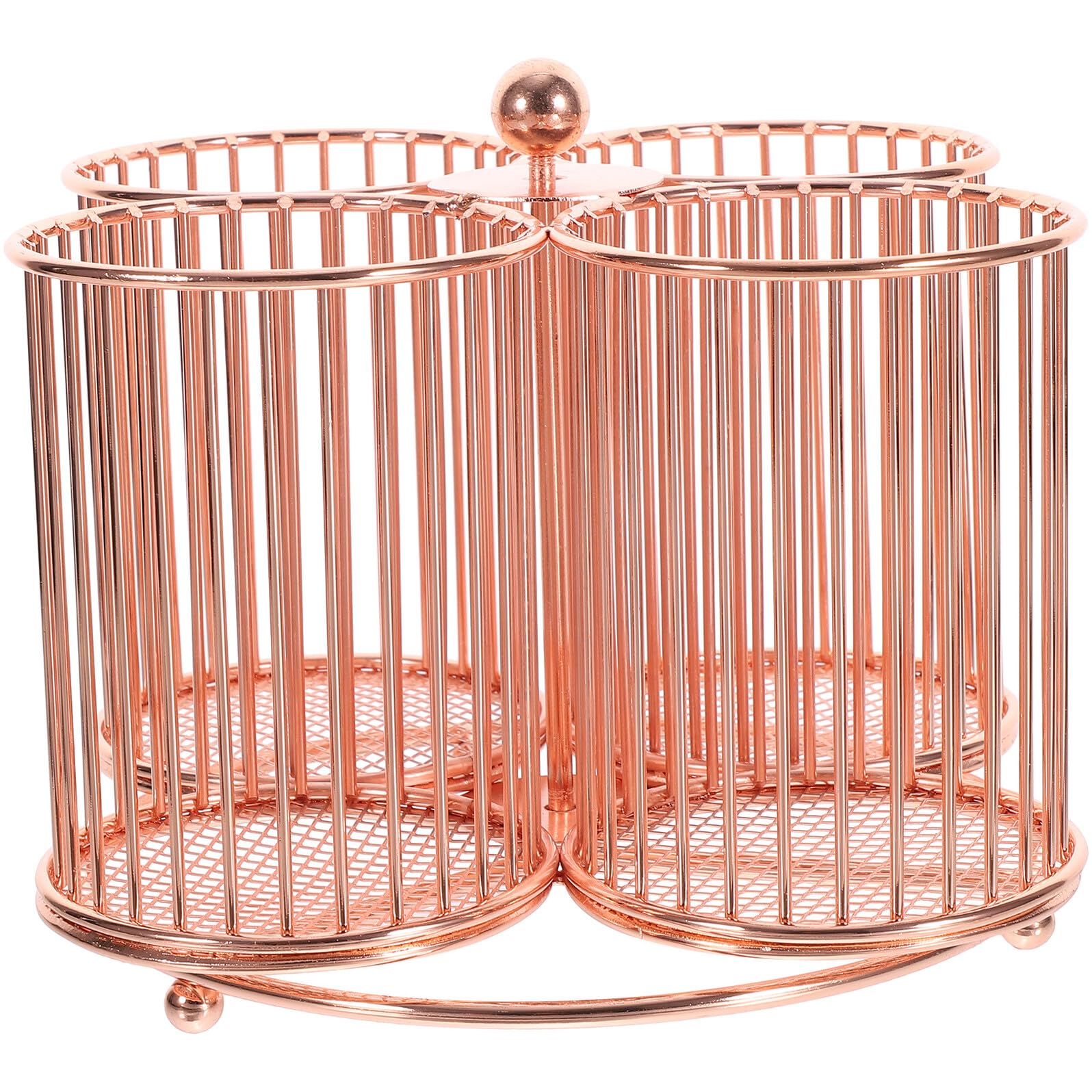 Portapenne Rotante in Metallo con Quattro Scomparti Pearlized per Scrivania Organizer Trucco e Pennelli Girevole Grande Capacità per Cosmetici e Cancelleria Rosa
