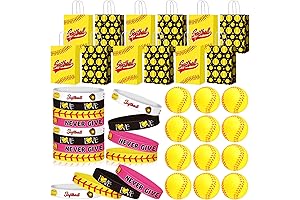 MTLEE Softball Party Favors Set Includes 12 Softball Paper Bags, 12 Silicone...