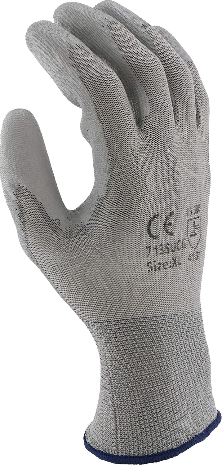 West Chester 713SUCG Polyurethane Palm Coated Nylon Gloves - [Pack of 12] XX-Large, Grey, Knit Wrist