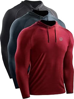 NELEUS Men's Moisture-Wicking Hoodie T-Shirt with 4-Way Stretch