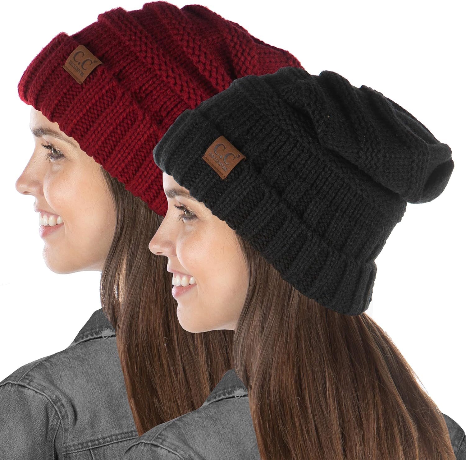 Funky Junque Exclusives Slouchy Beanie for Women – Oversized Winter Hat, Chunky Cable Knit Beanies, Unisex Cold Weather Hats