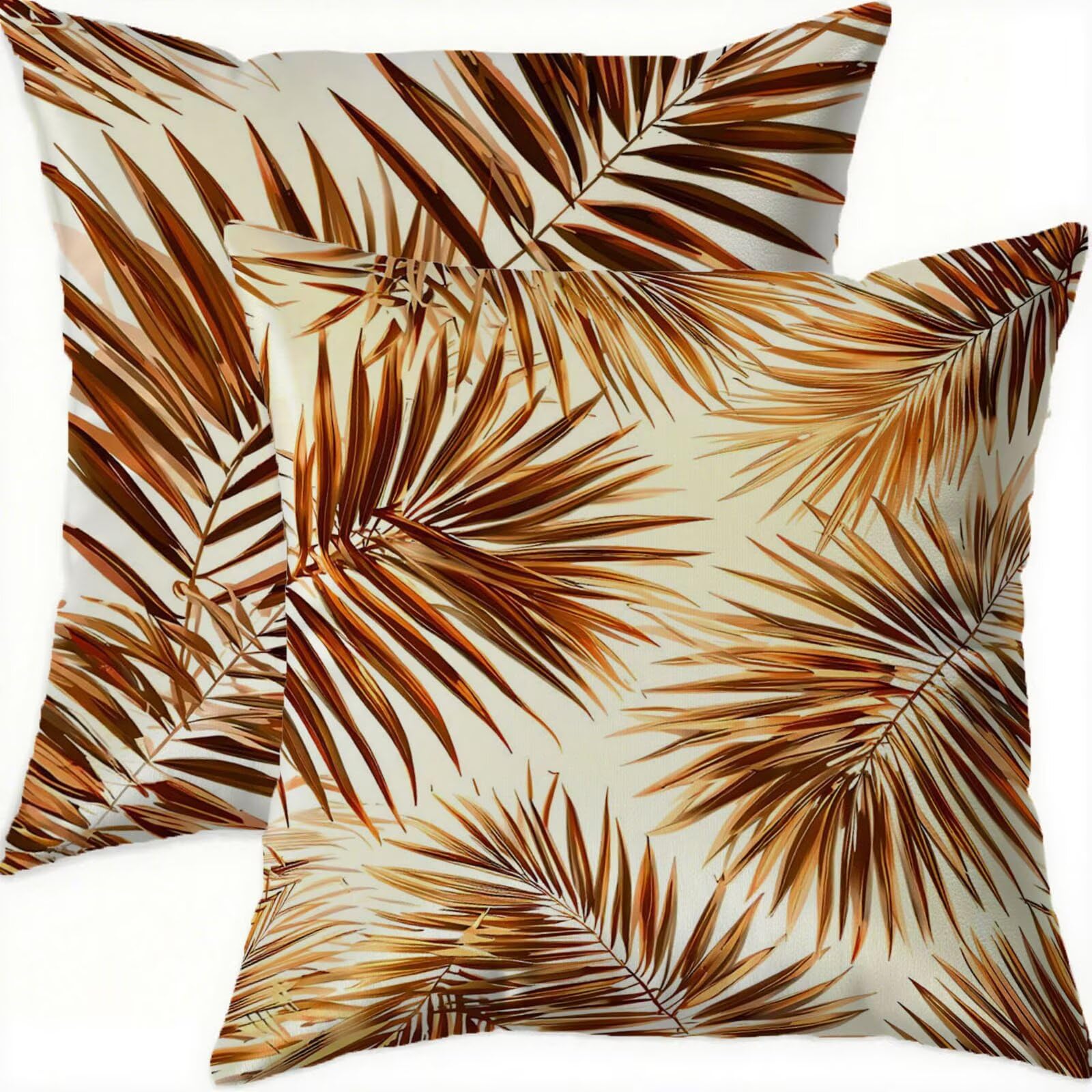 Housse de coussin 60x60 brun velours imperméable taie oreiller canapé patio