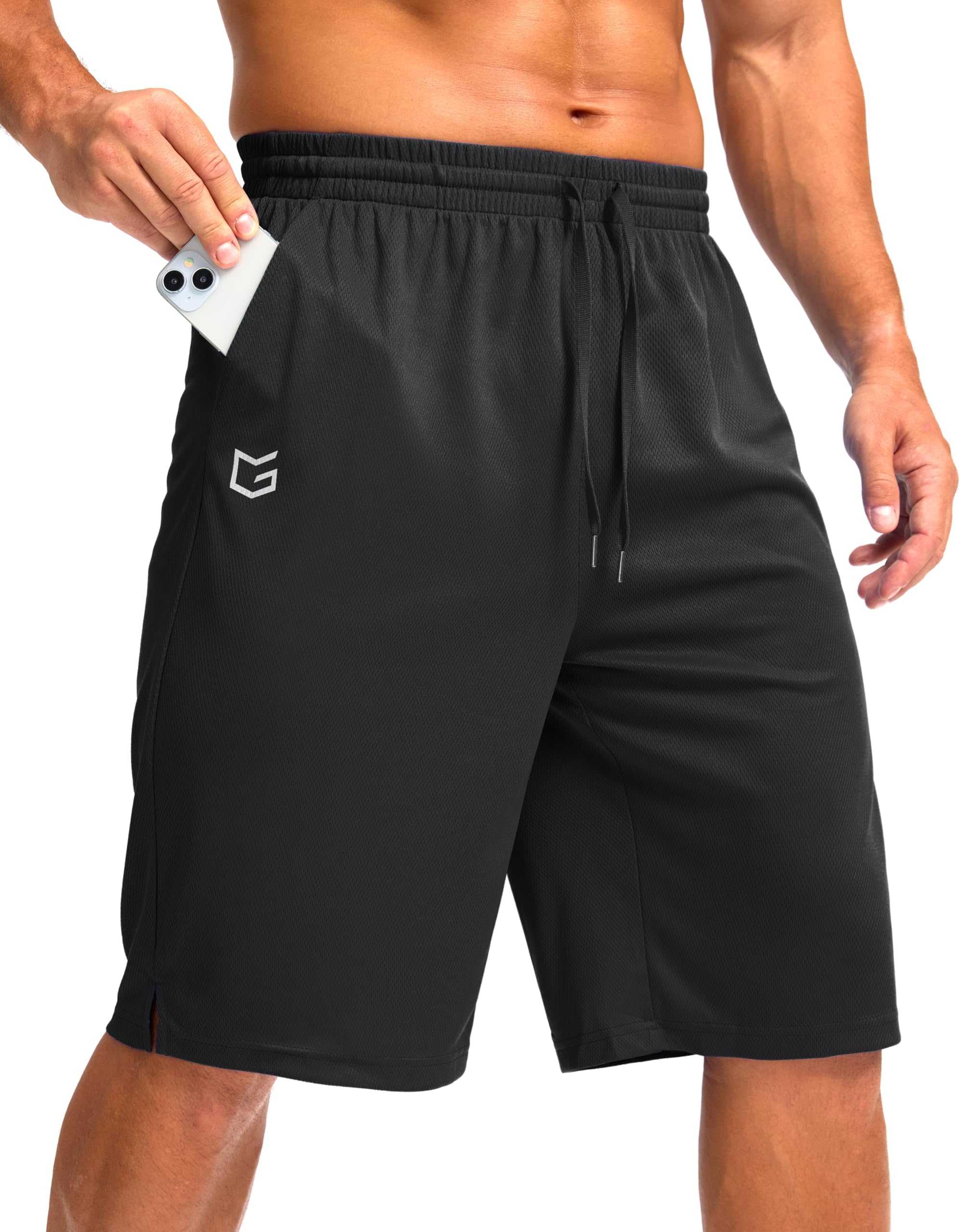 Men's Athletic Shorts with Pockets 11" Long Basketball Shorts Lightweight Quick Dry Gym Workout Shorts for Men