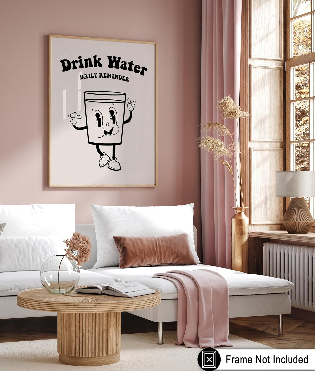 Poster Master Drink Water Print - Retro Daily Reminder Poster - Health & Water Art - Black Preppy Wall Design - Trendy & Funky Art - Kitchen or Dining Room Wall Decor - 8x10 UNFRAMED Wall Art
