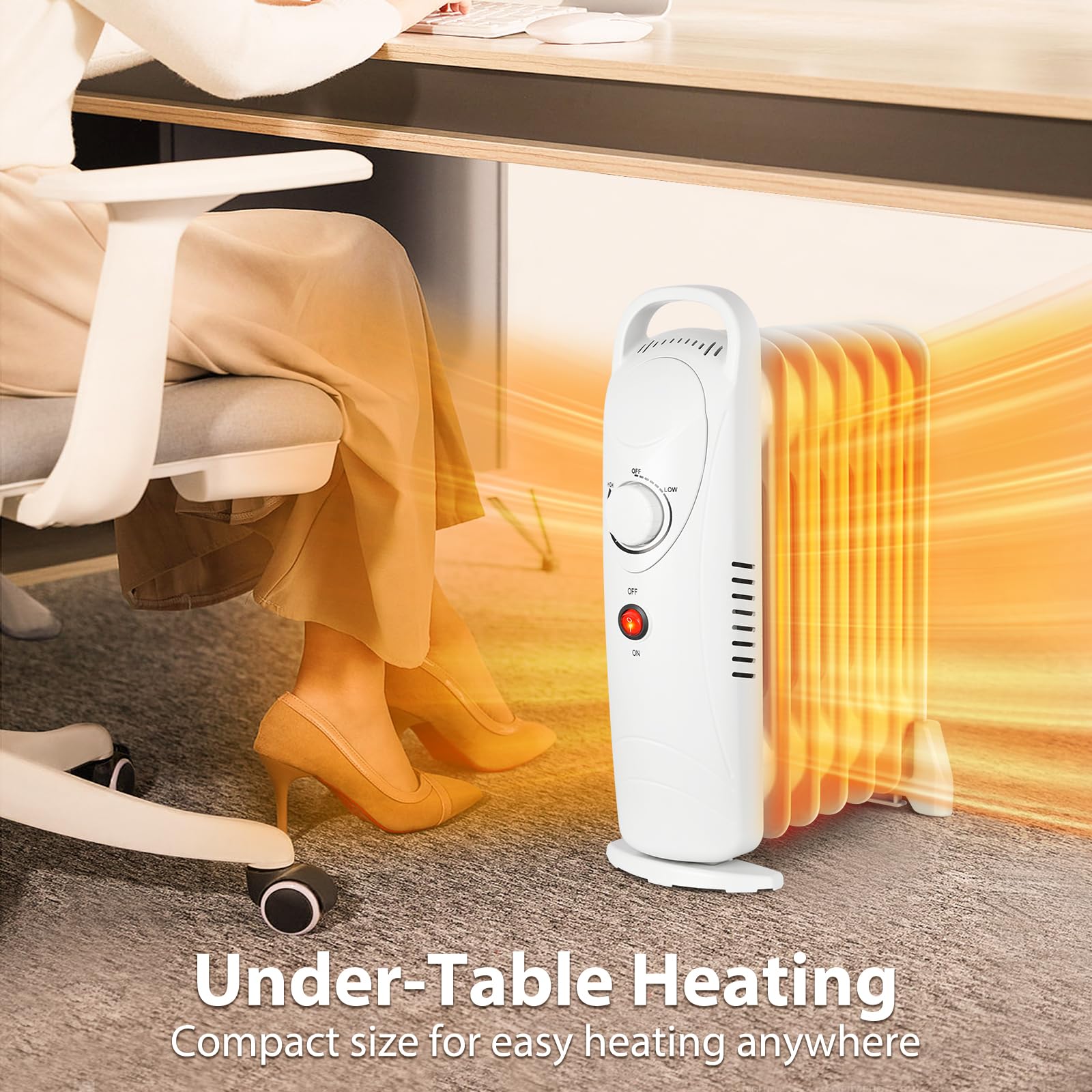 Amazon.com: Oil Filled Radiator Heater, Small Portable Space Heater with  Adjustable Programmable Thermostat, Quiet, Overheat Protection, 7 Oil  Heating Fins, 700W Mini Heater for Home Office (White) : Home u0026 Kitchen