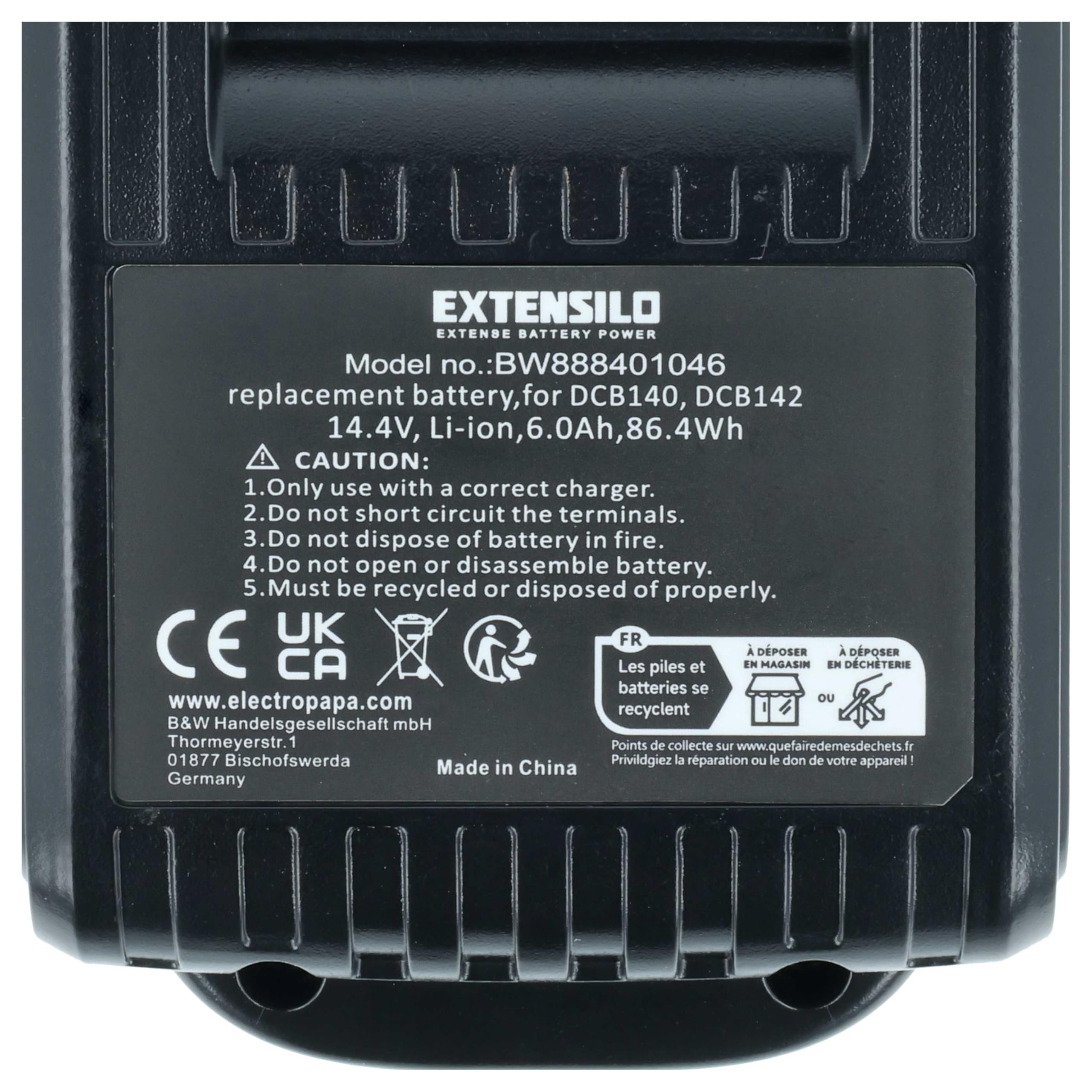 Bateria kompatybilna z Dewalt DCK236C2 (DCD720 + DCD730), DCK235L2 (DCD735 + DCF835) Narzędzie elektryczne (6000 mAh, Li-ION, 14,4 V)