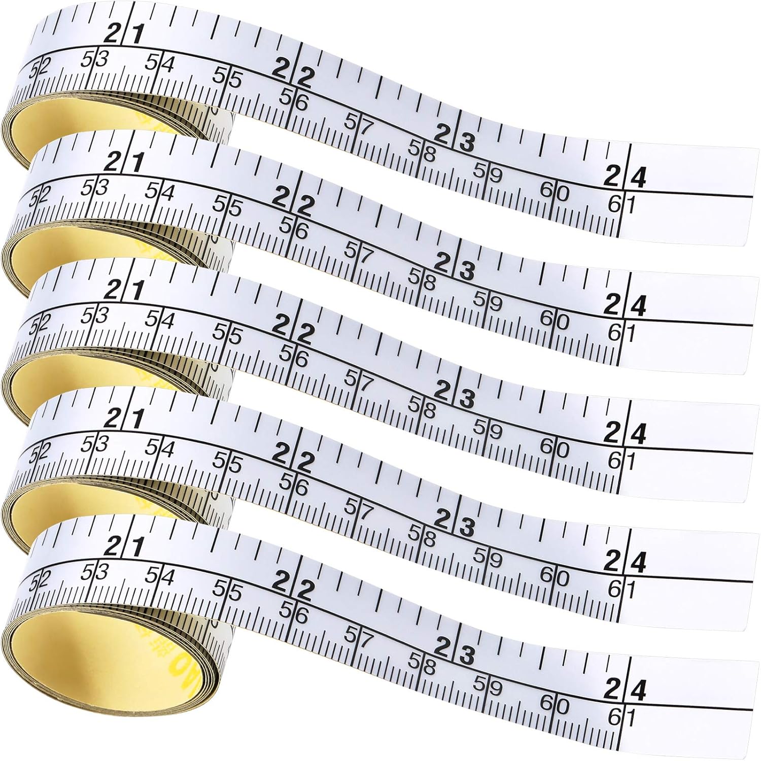5 Pieces Self-Adhesive Measuring Tape Workbench Ruler Adhesive Backed Double Scale Stick Tape Measure for Work Woodworking, Saw, Drafting Table (24 Inch)