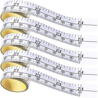 Self-Adhesive Measuring Tape, Double Scale Stick on Workbench Ruler, Table Sticky Tape Measure for Work, Woodworking, Saw, Drafting Table (5 Pieces, 24 Inch)
