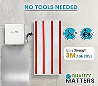 Vista 5 de Alpine - Protector de pared de acero inoxidable para baño, cocina y oficina con adhesivo 3M resistente, fácil de limpiar, resistente al calor y al