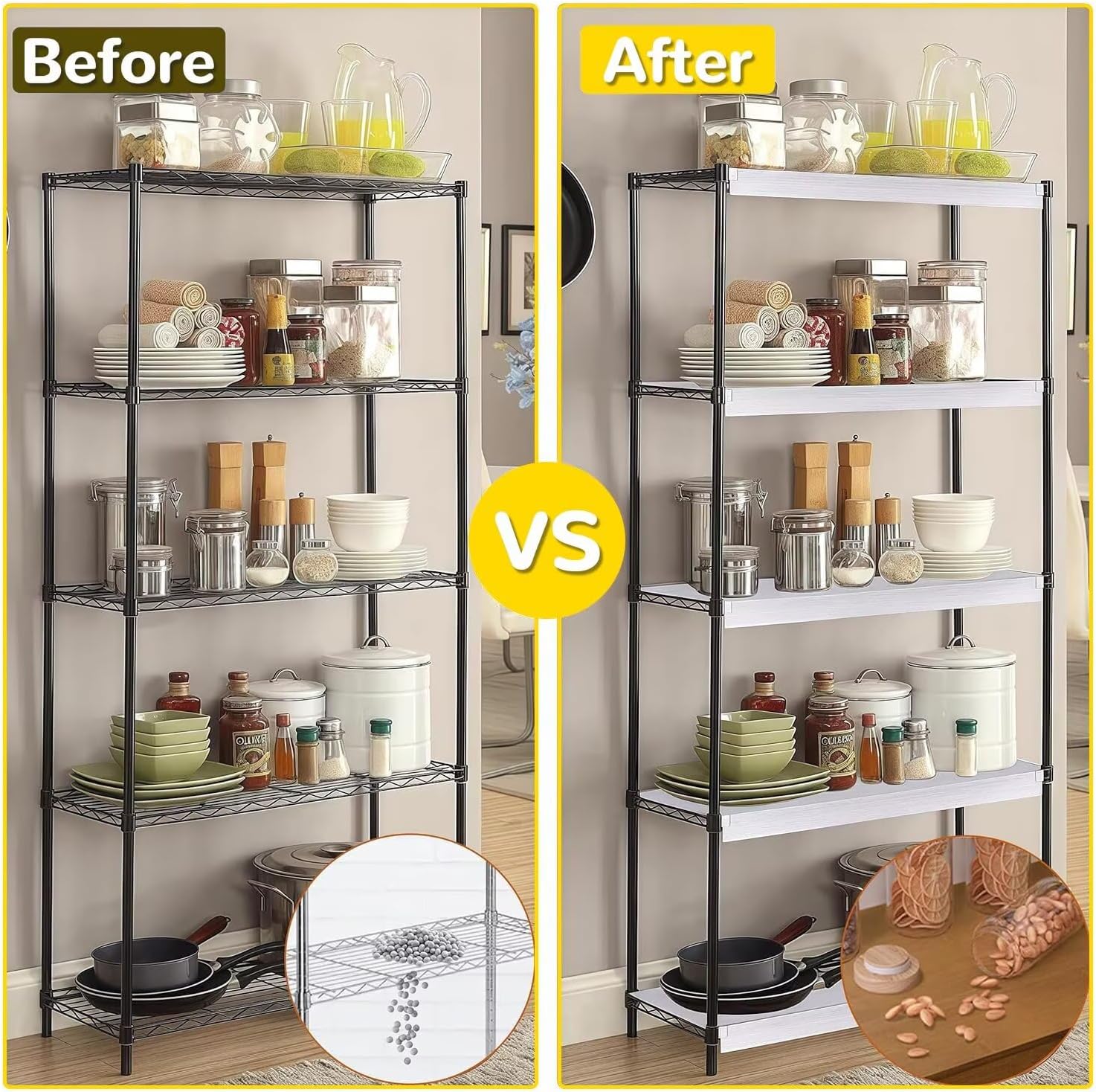 5 Pcs Wire Shelf Covers, 16x48 in Foamed PVC Wire Rack Covers with Wood Grain Texture (Not Wood), Removable Decorative Shelf Covers for Pantry, Closet, Cabinet, Kitchen