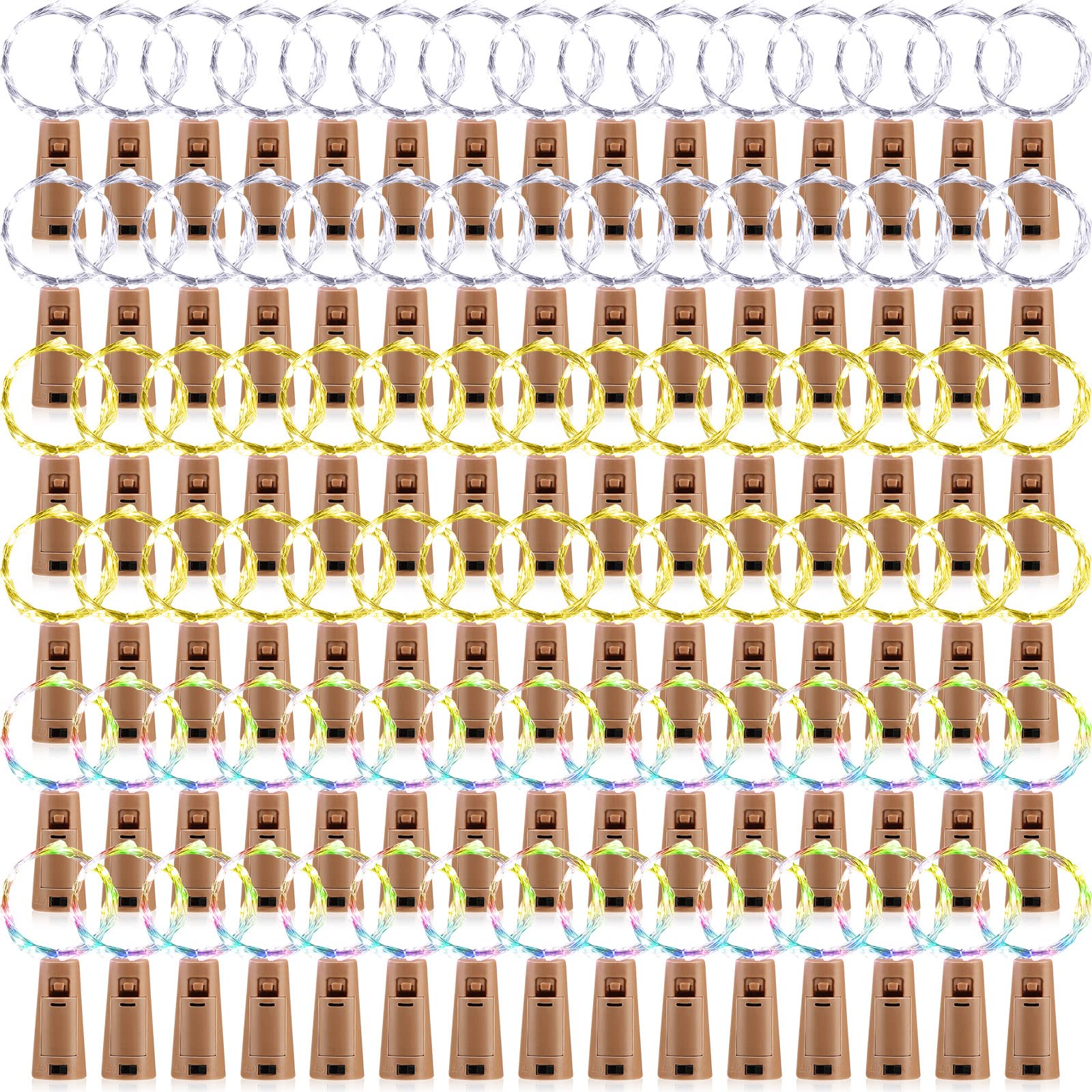 90 Pcs Wine Bottle Lights with Cork 20 LEDs 6.6 ft Silver Wire Cork Lights Battery Powered LED Bottle Lights Cork Fairy Lights for Wine Bottles Mini String Lights Liquor Bottles Wedding Valentines