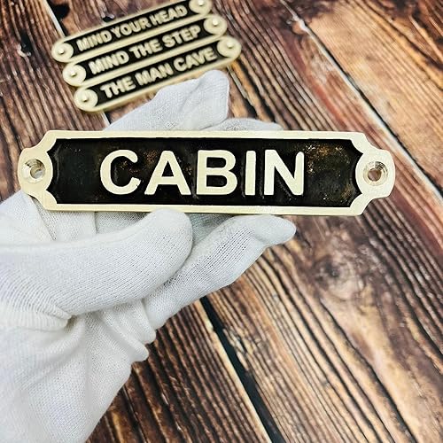 Vista 10 de Mind Your Head Plaques Door Sign Wall Sign Vintage Antique Shabby Chic Style Irish Door & Cellar Warning Sign/Notice Distressed Faux Brass