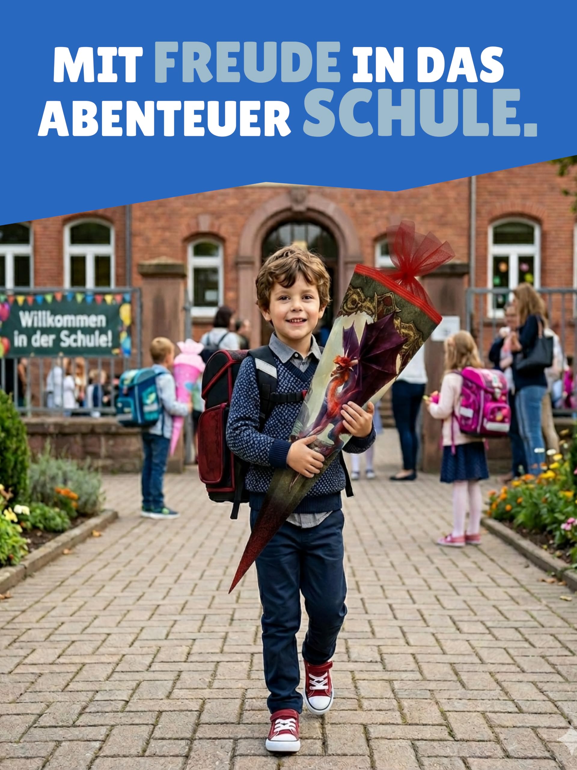 Familando - McNeill Basic Schulranzen Set - 10-teilig mit Schultüte - Drachen - Ergonomisch & Verstellbarer Brustgurt - 960g leicht mit 21L Volumen & Reflektoren - Für Grundschule ab 1. Klasse