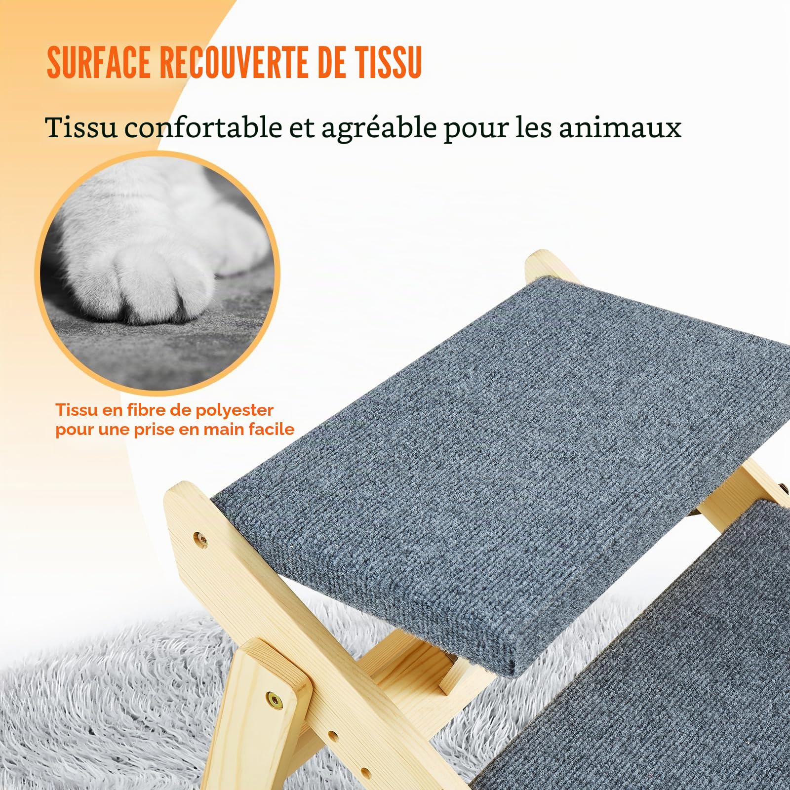 VEVOR Escalier en Bois pour Animaux de Compagnie, 3 marches, Rampe escalier Convertible 2 en 1 pour Chiens de Petites et Grandes Races, capacité Charge 68 kg, pour accès aux Lits, canapés, véhicules