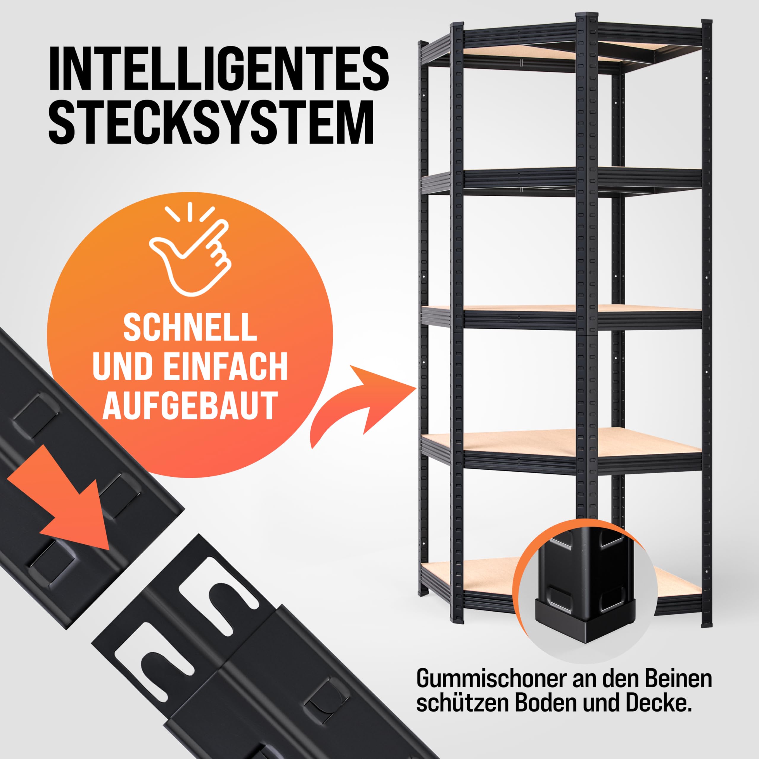 Monzana® 3er Set Schwerlastregal Eckregal 2625 kg 15 MDF-Platten Regal Lagerregal Kellerregal Steckregal Werkstattregal Regalsystem Schwarz