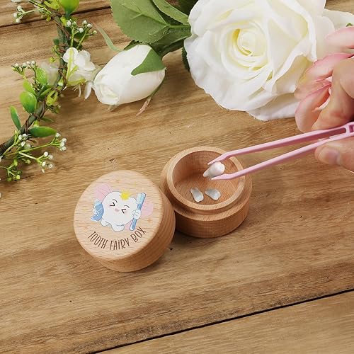 Miniatura 5 de Caja de madera de hadas, soporte de dientes de madera, caja de recuerdos de dientes, caja de almacenamiento de dientes de bebé, caja de contenedor