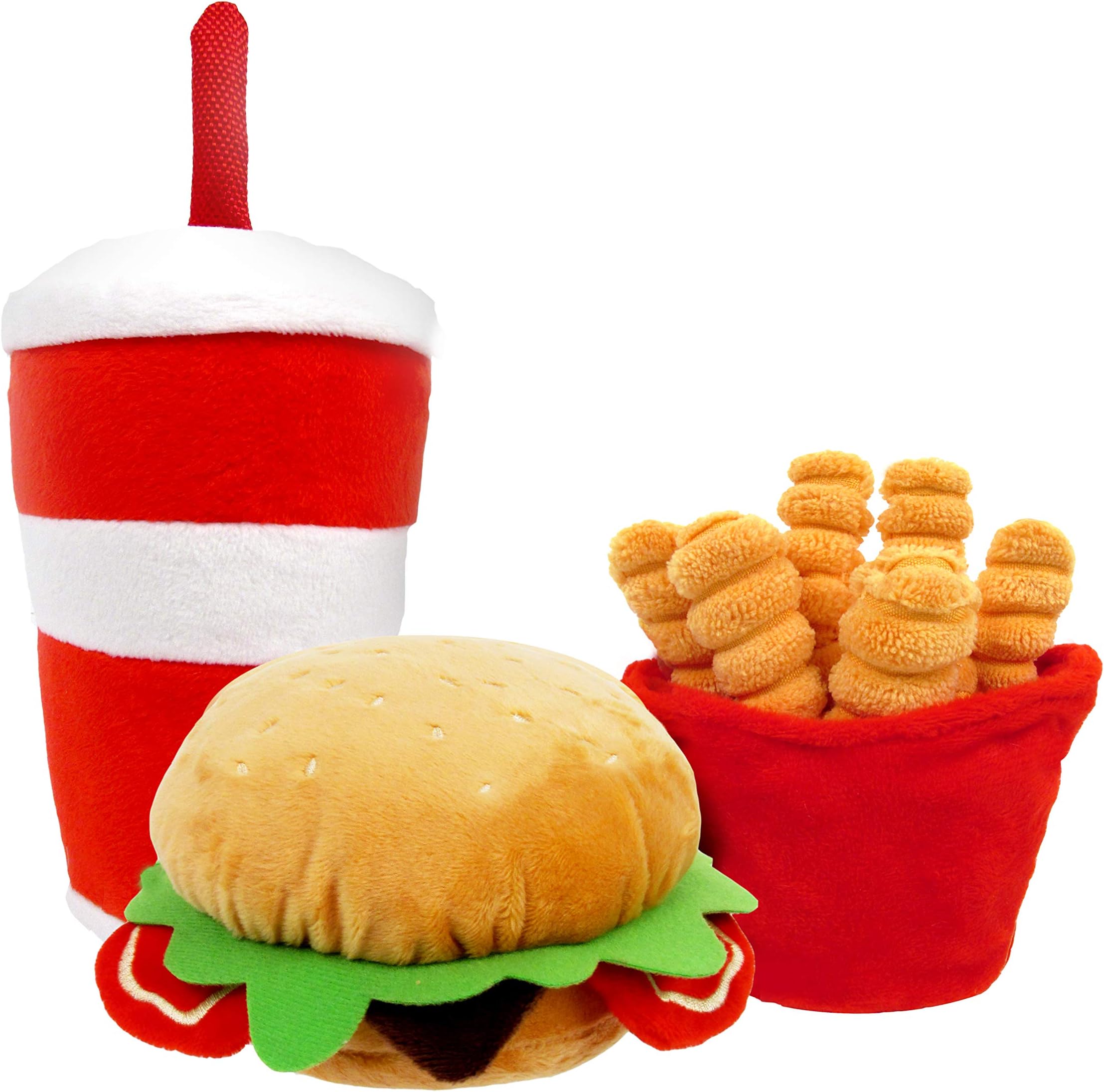 Happy Chow Combo - Squeaky Plush Cute Dog Toys, Burger, Fries, Soda (Happy Chow Combo)