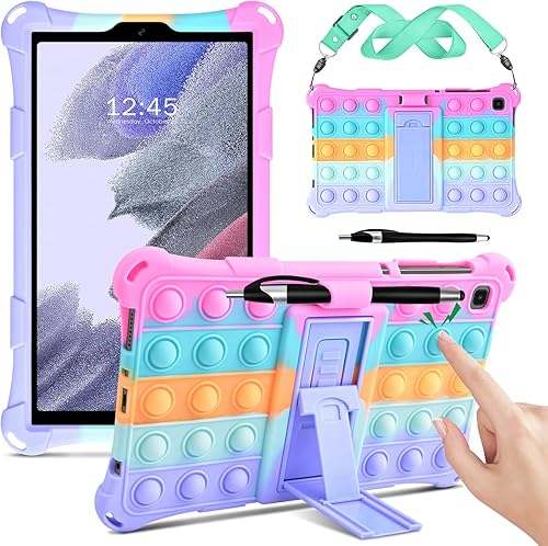 DETUOSI Funda de silicona de color para Samsung Galaxy Tab A7 Lite 8.7 2021 (SM-T220T225T227u) con soporte para bolígrafo, funda protectora suave
