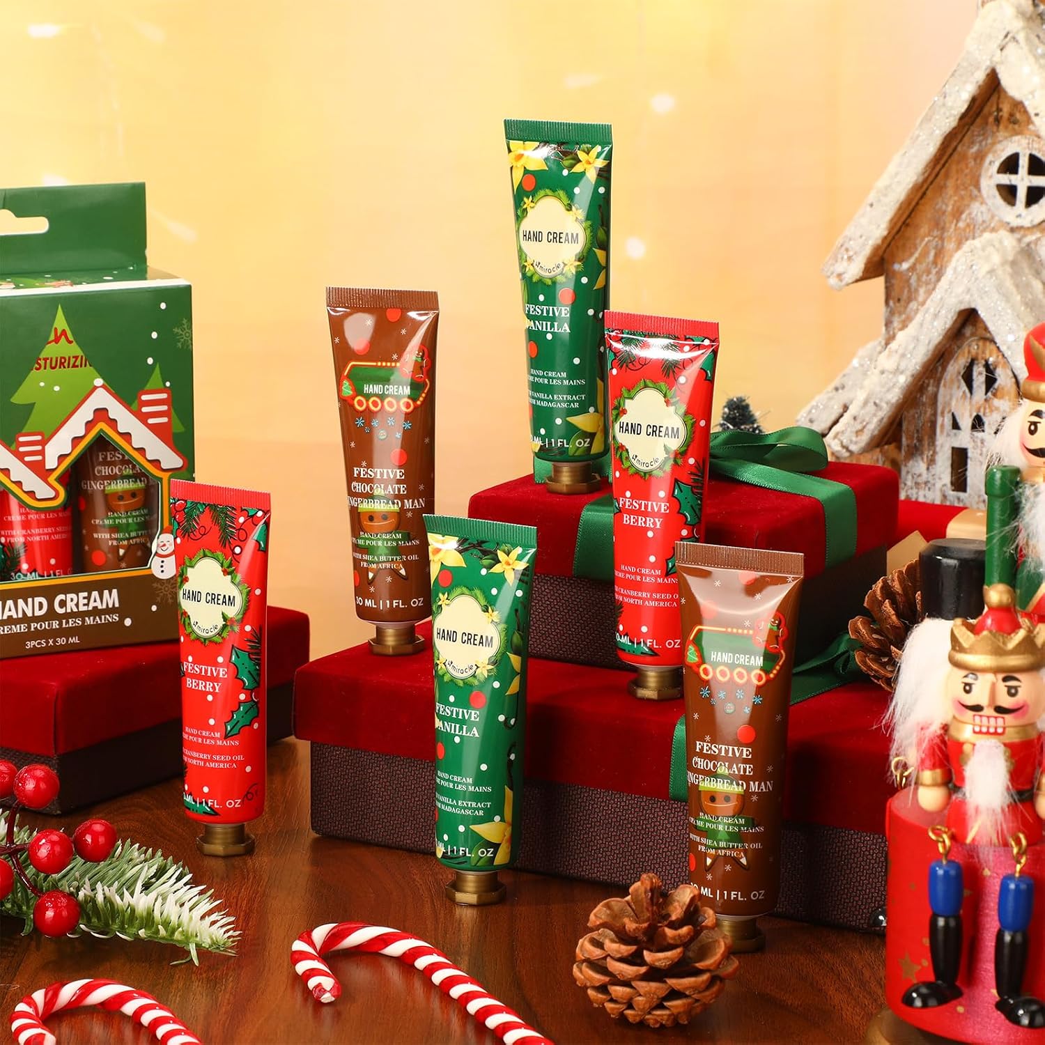 30 Pcs Christmas Hand Cream Gift Bulk with Gift Boxes Travel Size Moisturizing Hand Lotions for Christmas Stocking Stuffers Xmas Party Favors Holiday Gifts for Women Mom(Xmas Tree)