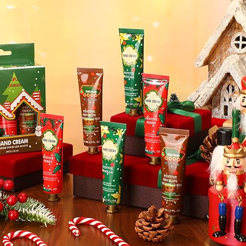 Miniatura 4 de Swiffen Set de regalo de 30 piezas de crema de manos de Navidad con fragancia de plantas naturales, loción de manos de tamaño de viaje, crema