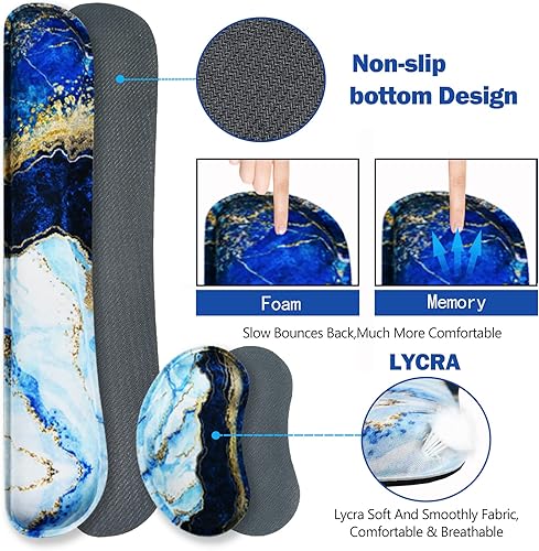 Miniatura 4 de ARTSO Alfombrilla de mouse grande para juegos, reposamuñecas para teclado y soporte para muñeca, borde cosido, base extendida, antideslizante,