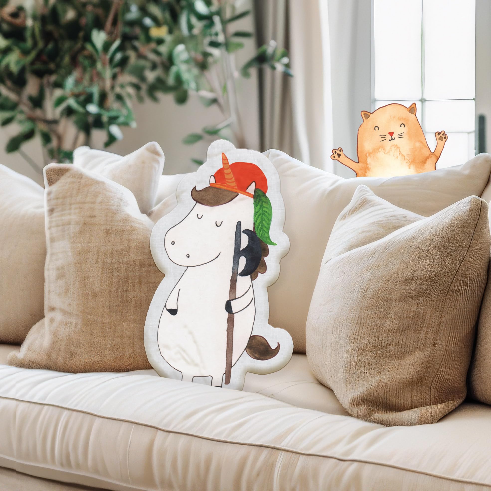 Mr. & Mrs. Panda Zierkissen Einhorn Junge 70 cm - Geschenk, Plüschtier, Kuscheltier, Kissen, Bube, Mittelalter, Unicorn, Kuschelkissen, Tierkissen, Einhörner, Dekokissen