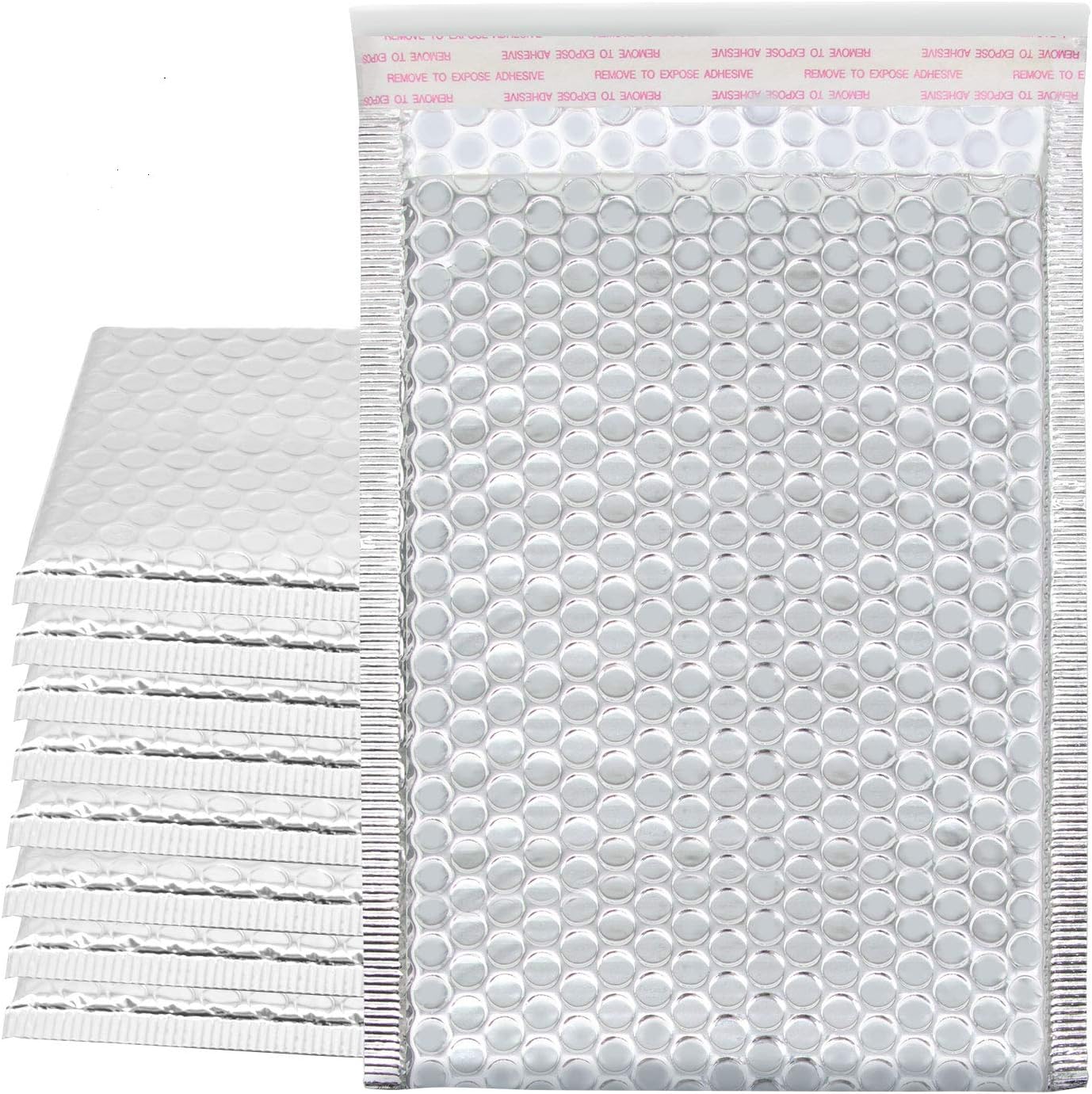 KEILEOHO 75 Pack 6x9 Inch Metallic Bubble Mailers, Silver Padded Mailing Envelopes, Foil Self Seal Shipping Bags for Mailing, packing.