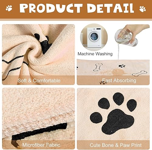 Miniatura 6 de Chumia 4 toallas de secado para perros y cachorros, toallas absorbentes de microfibra a granel, suministros de baño para mascotas, toalla de secado