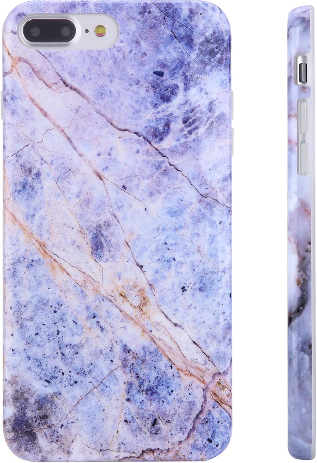 Marble iPhone 7 Plus Case Purple and Gold, iPhone 8 Plus Case,KINFUTON IMD TPU Anti Scratch Sleek Soft Case, Compatible with iPhone 7 Plus/iPhone 8 Plus 5.5" (Blue and Gold Marble-k33)