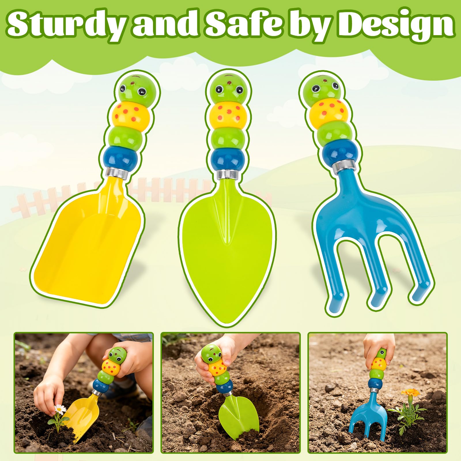 Set di Attrezzi da Giardinaggio: Set Attrezzi Giardino Bambini, Strumenti in Metallo, Annaffiatoio, Guanti da Giardinaggio, 10 Pezzi Kit, Bambina 3+ Anni, Giochi A ll'aperto Regalo