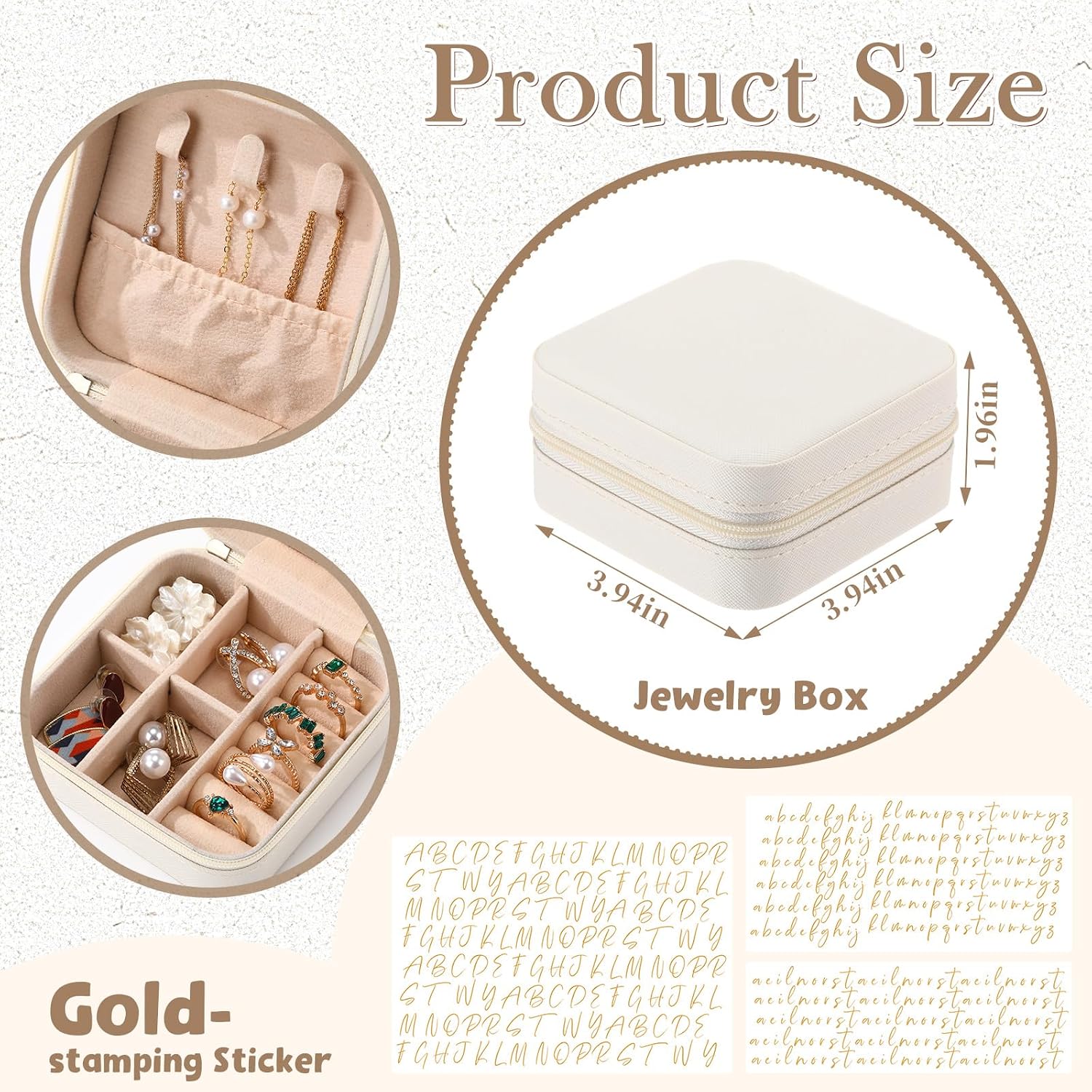 Quelay 10 Pack Bridesmaid Proposal Gifts Small Jewelry Box with 3 Pcs Name Transfer Stickers, Portable Earring Organizer Jewelry Box for Bachelorette Women Bridesmaids Wedding Gifts(Rice White)