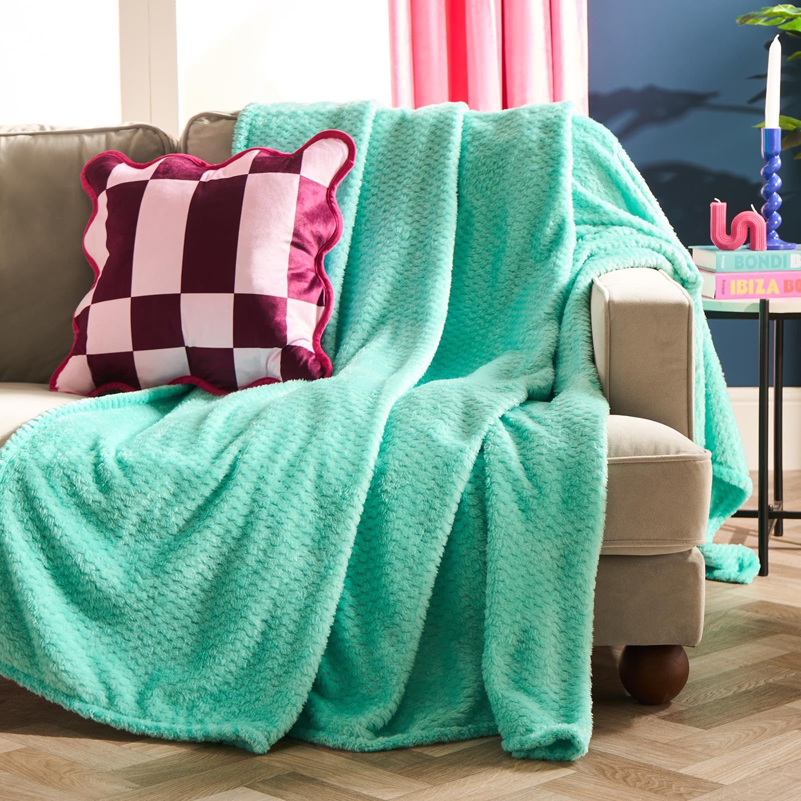 Ohs Luxury Large Waffle Honeycomb Mink Warm ThrowJade125 X 150Cm from B&Q