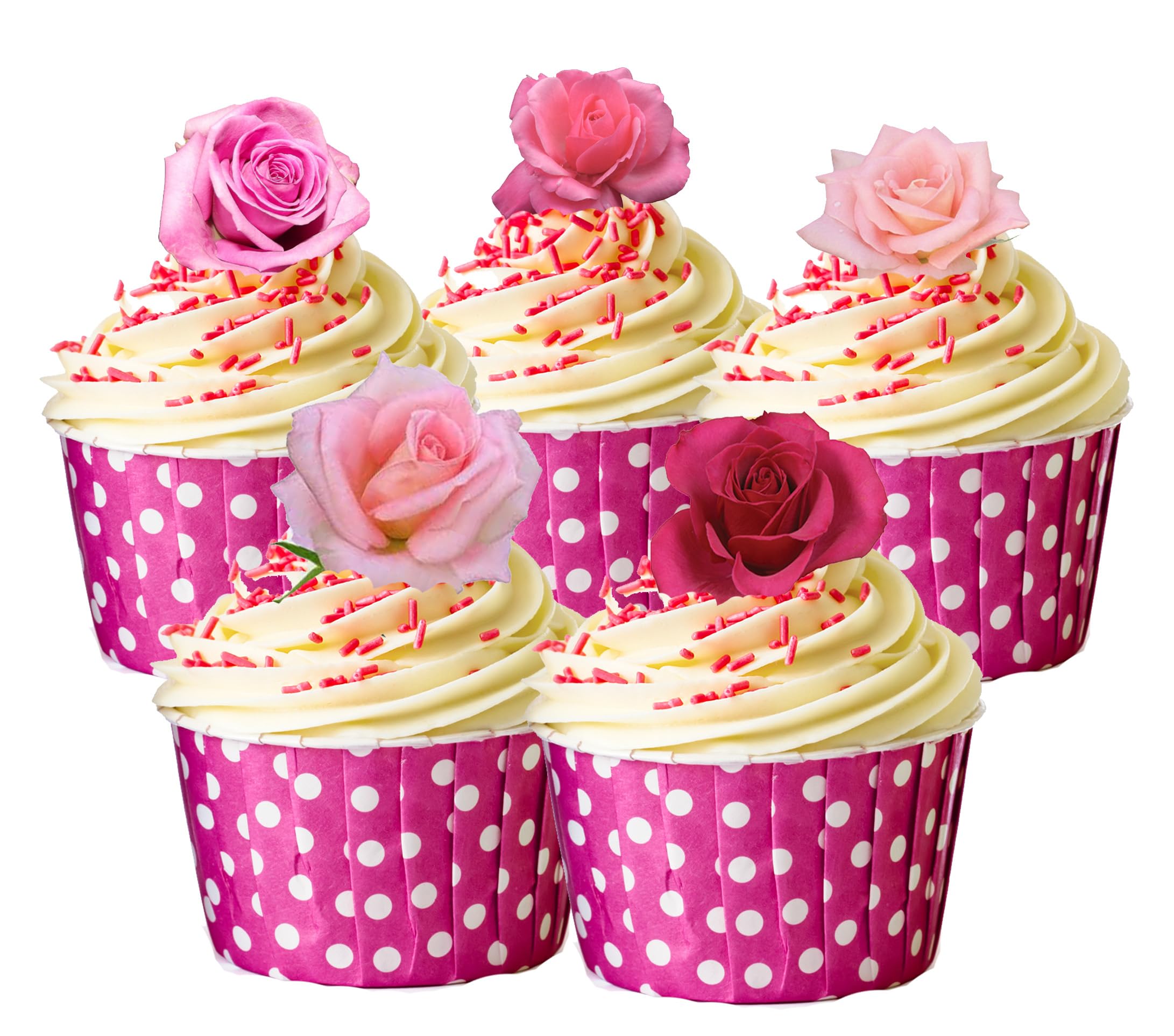 30 Mixed Pink Roses Edible Wafer Paper Cake toppers Decorations