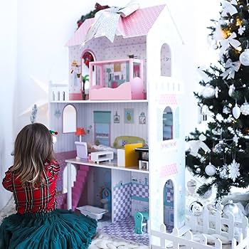 Mamabrum Maison de Poupée en Bois XXL avec LED – Grande