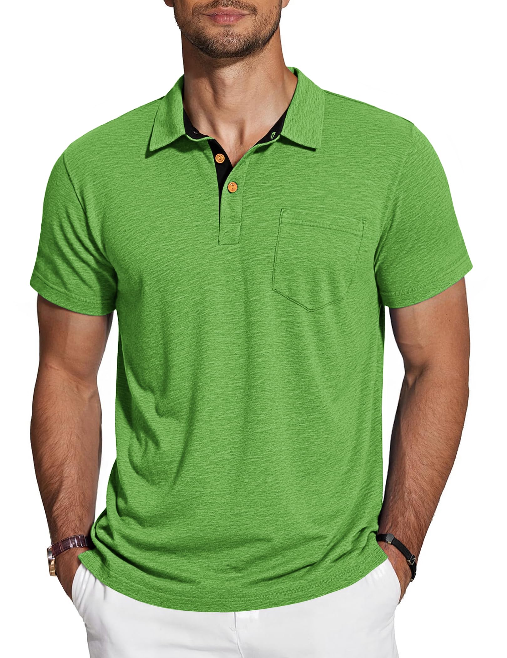 TARAINYA Poloshirt Herren Baumwolle Kurzarm Polo Shirts Männer Sommer mit Brusttasche M-4XL