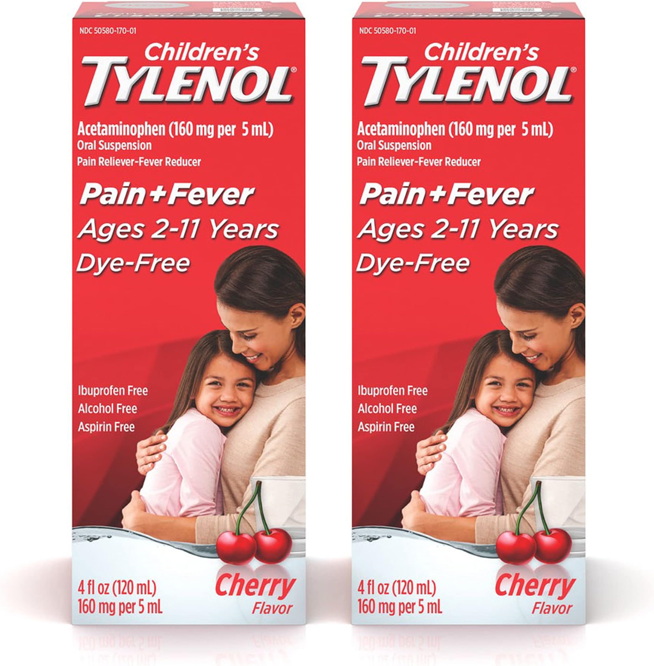 Children's Tylenol Pain + Fever Medicine with Acetaminophen, Dye-Free Cherry, 4 fl. oz