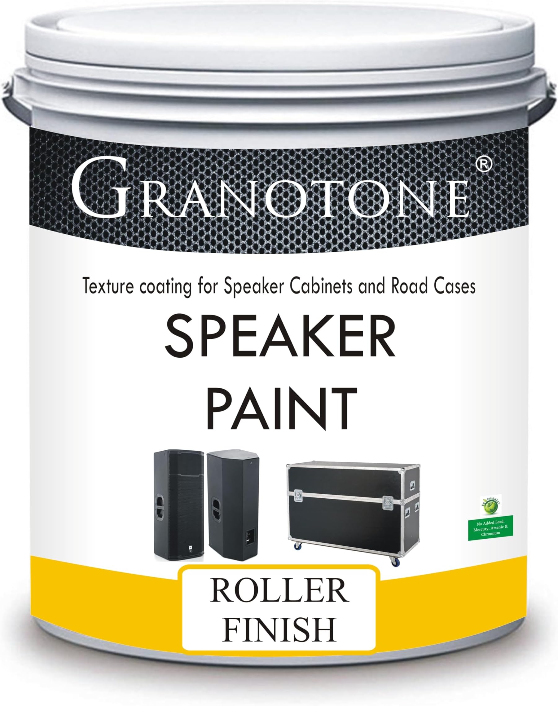 GRANOTONE Speaker Paint Black 1 Quart Texture Coating for Speaker Cabinets, Road Cases, Metal & Furniture | Roller Application | Water-Based Finish | Professional Speaker Cabinet Refinishing Solution