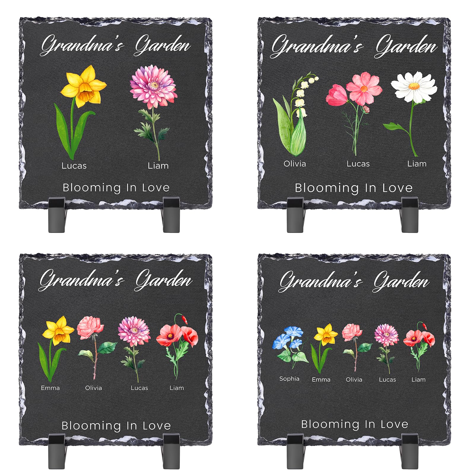 Piedra de jardín personalizada, piedra conmemorativa de jardín de flores con texto/nombres, regalo para abuela, día de la madre, regalos de cumpleaños